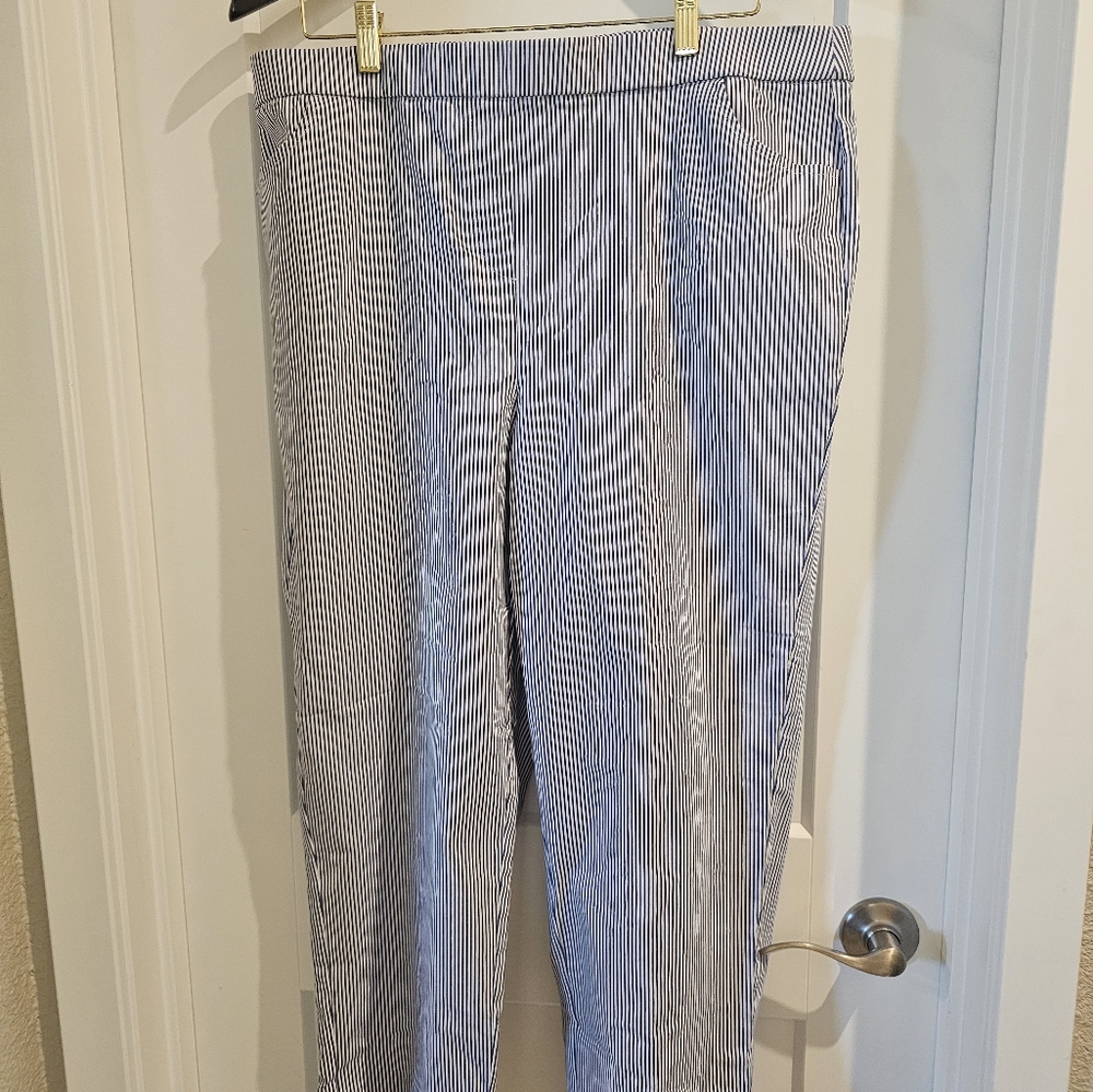 Alfred Dunner Blue and White Straight Leg Pants